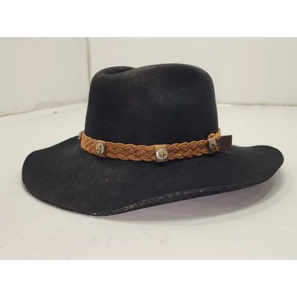 Outback Trading Co. Broken Hill Collection Mens Wool Cowboy Hat Black Size 6 7/8 - Picture 10 of 10